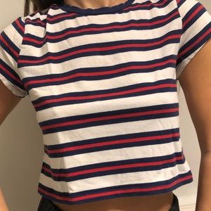 H and m basic stripped crop top
